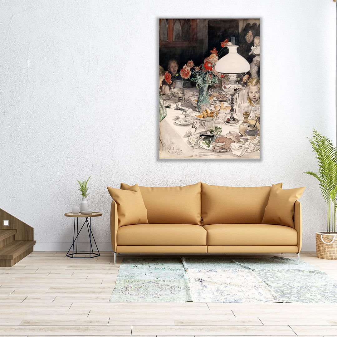 Around the Evening Lamp - Canvas Print Wall Art
