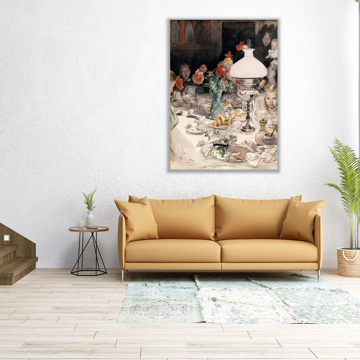 Around the Evening Lamp - Canvas Print Wall Art