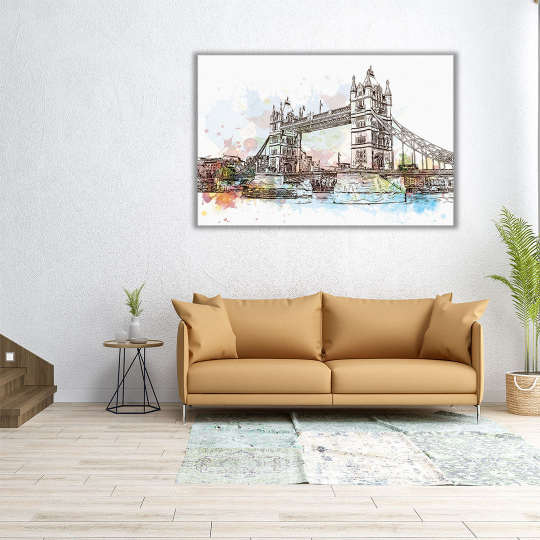 Sketch of Tower Bridge London - Canvas Print Wall Art