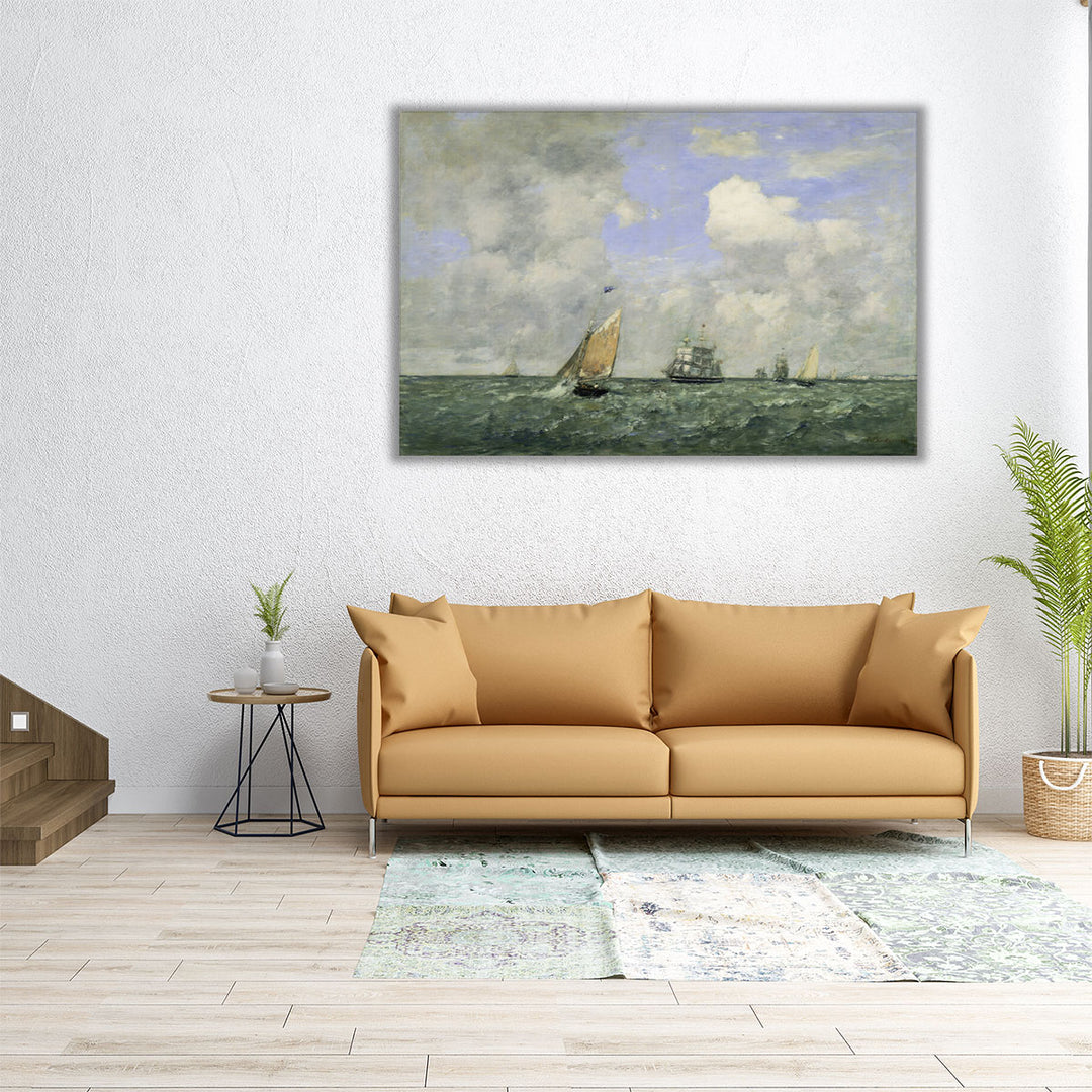 Ships and Sailing Boats Leaving Le Havre, 1887 - Canvas Print Wall Art
