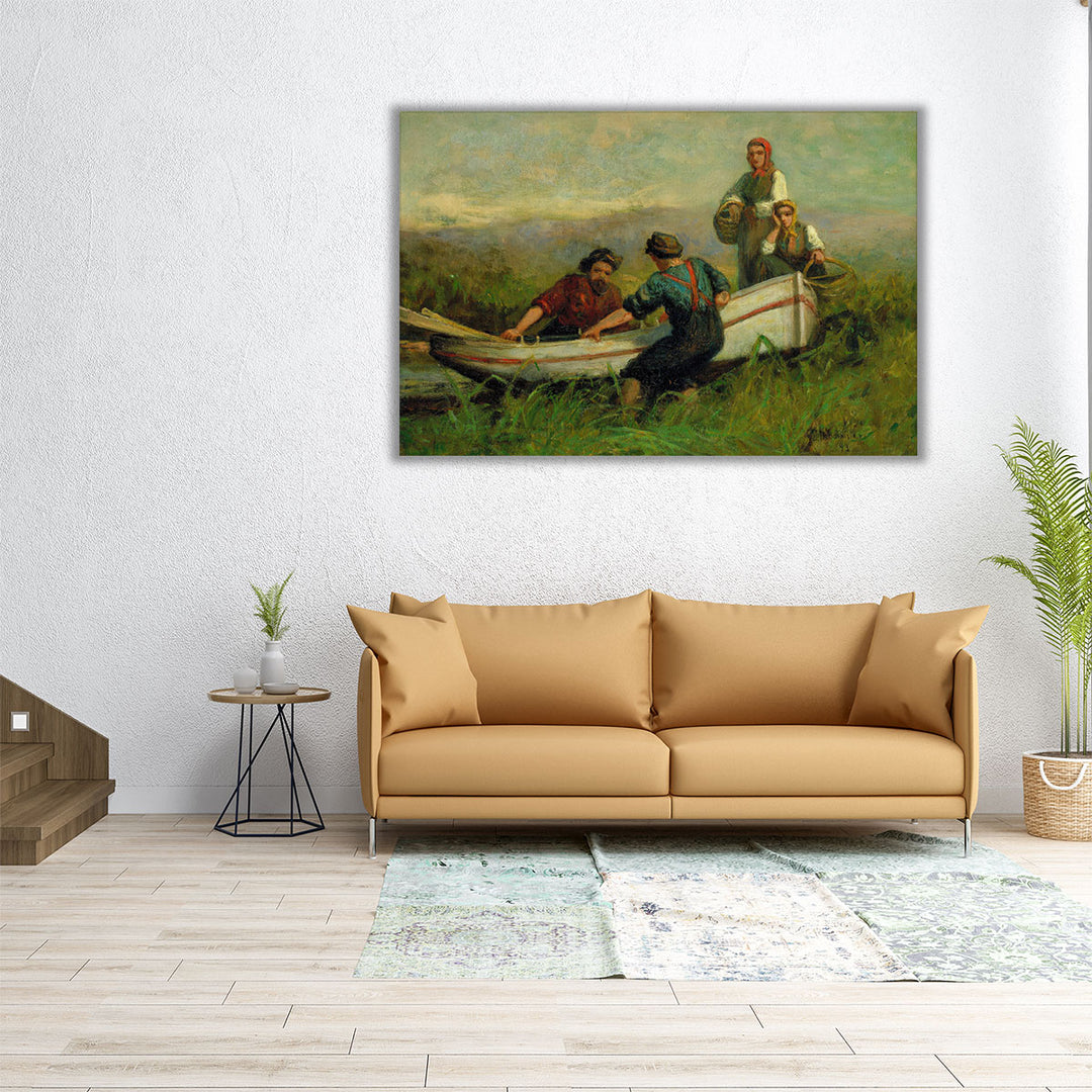 People Near Boat, 1983 - Canvas Print Wall Art