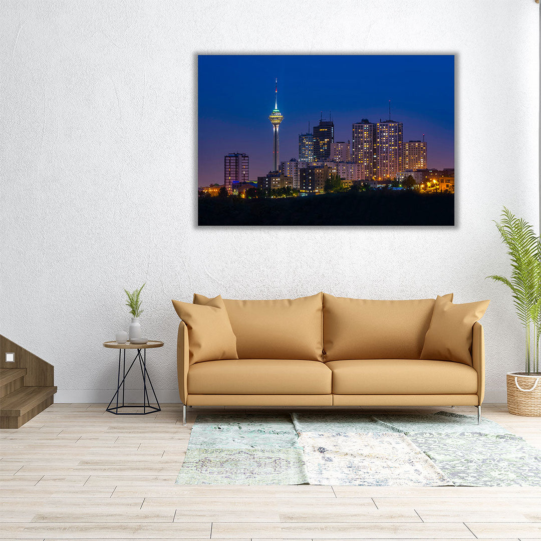 Tehran Skyline at Twilight, Iran - Canvas Print Wall Art