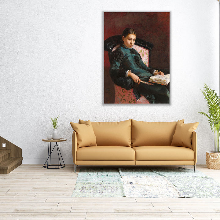 Portrait of The Artist’s Wife, Vera Repin - Canvas Print Wall Art