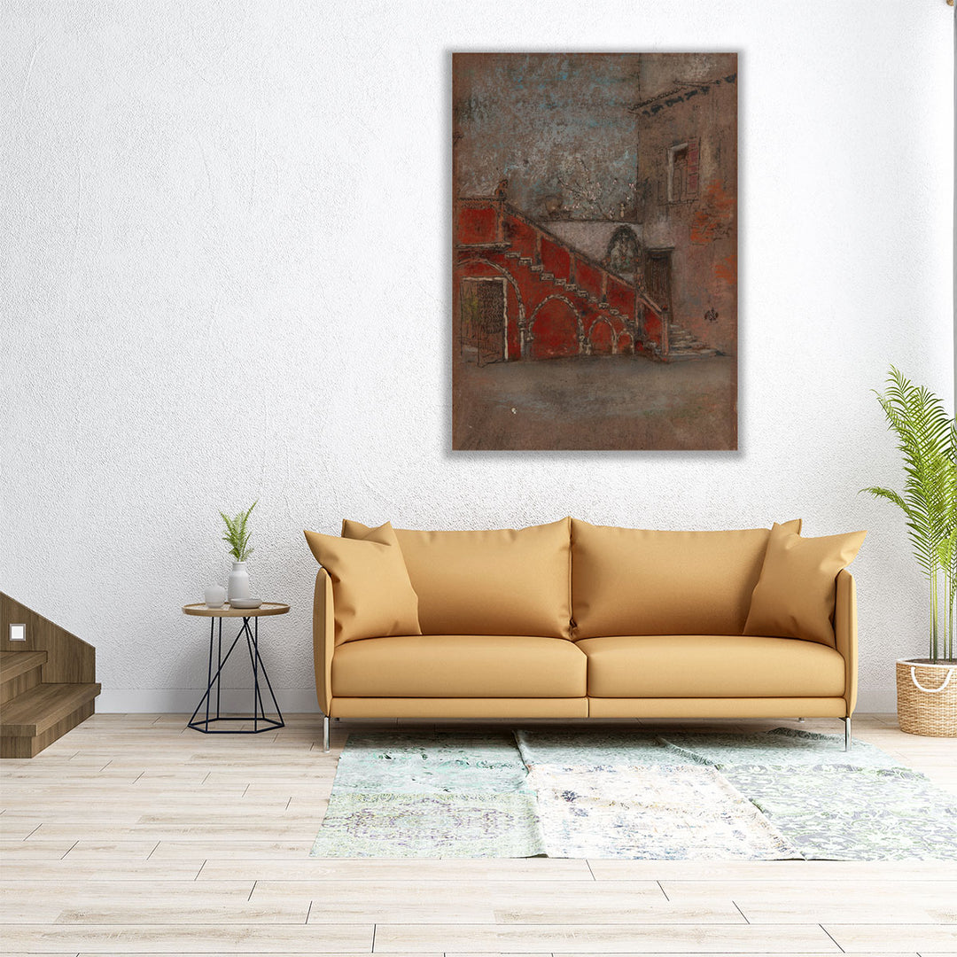 The Staircase, Note in Red - Canvas Print Wall Art