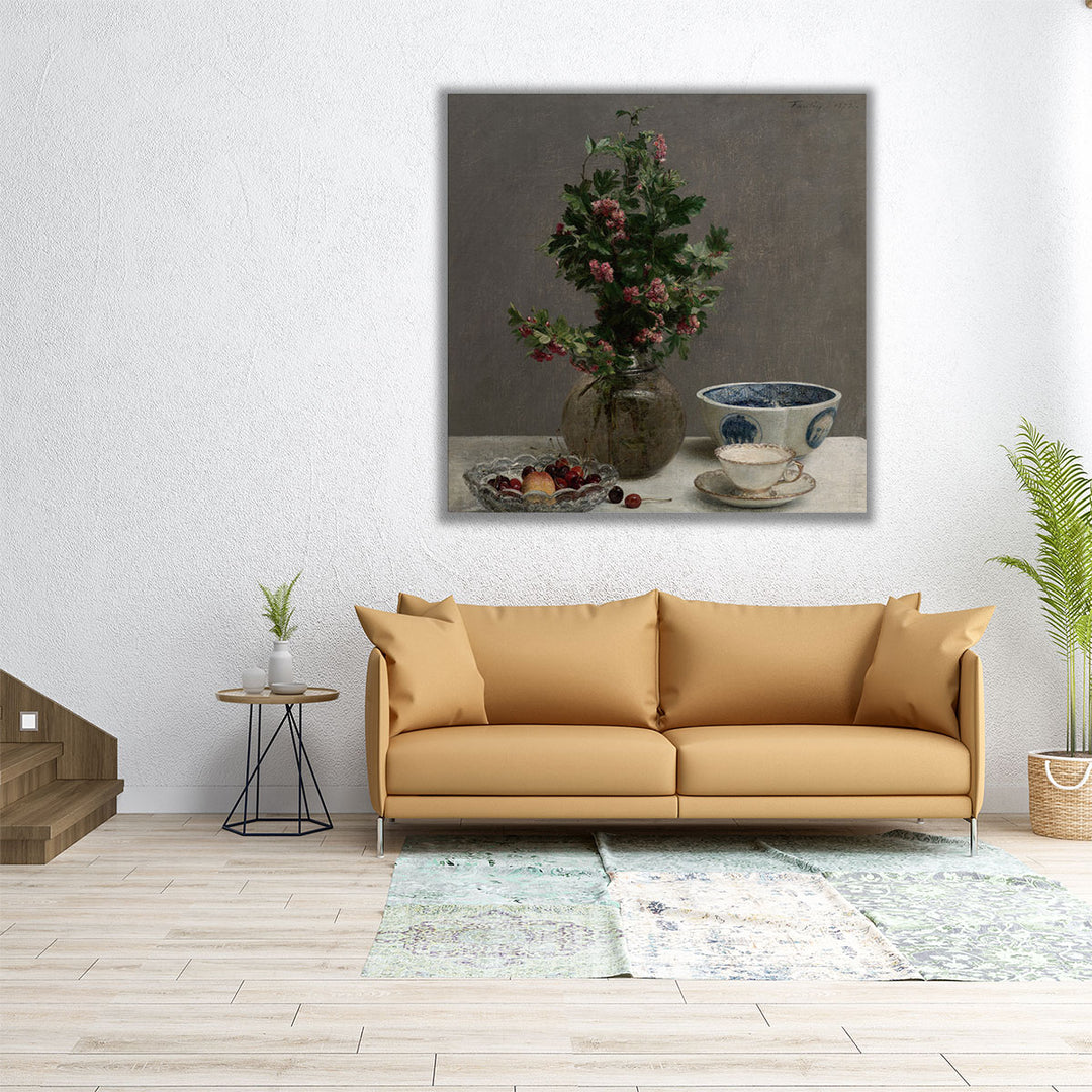Still Life with Vase of Hawthorn - Canvas Print Wall Art