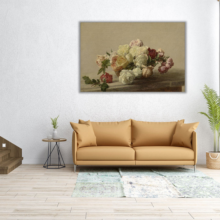 Bowl of Roses on a Marble Table, 1885 - Canvas Print Wall Art