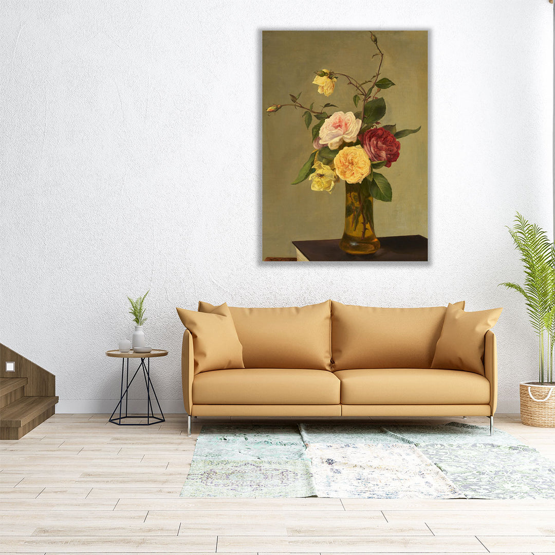 Roses in a Vase - Canvas Print Wall Art