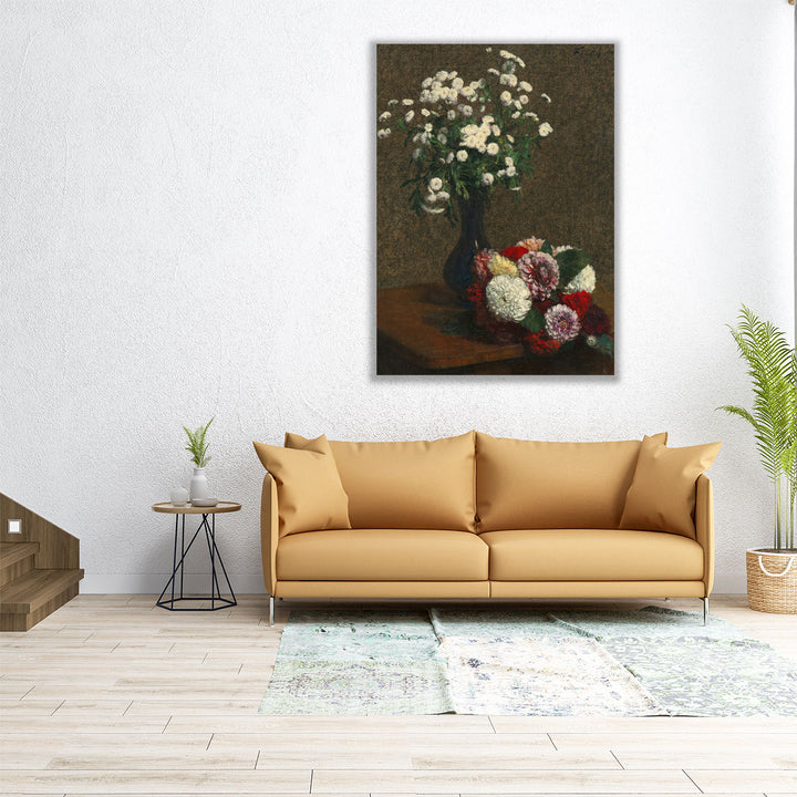 Fleurs, Camomille et Dahlias, 1871 - Canvas Print Wall Art