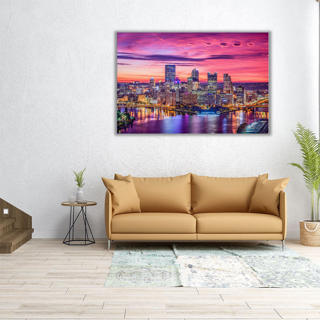 Pittsburgh, Pennsylvania City Skyline - Canvas Print Wall Art