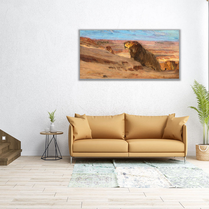Lions in the Desert  - Canvas Print Wall Art