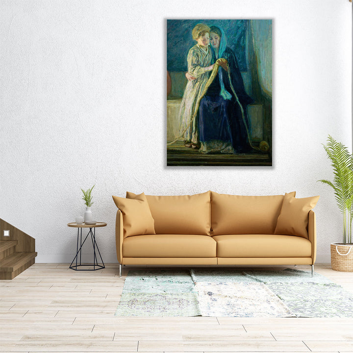 Christ and His Mother Studying the Scriptures - Canvas Print Wall Art