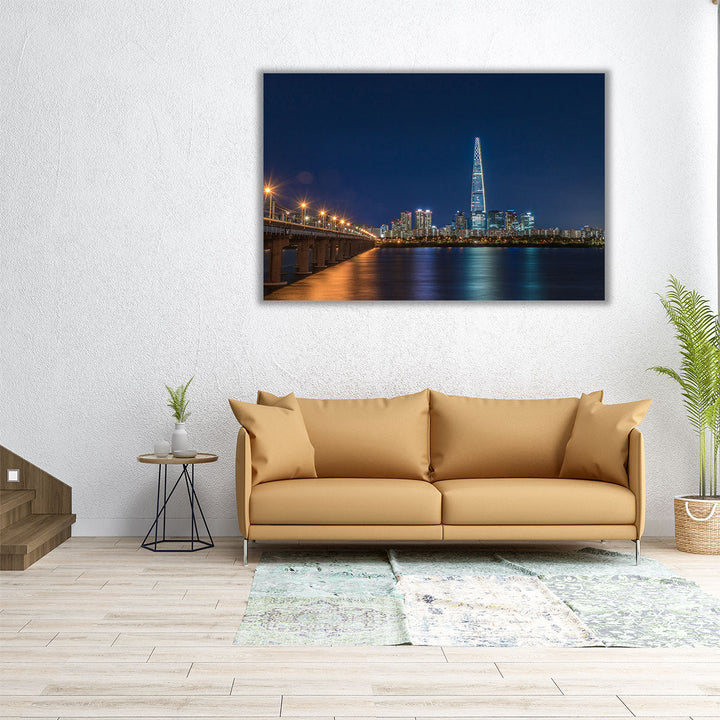 Seoul City Skyline At Han River, South Korea - Canvas Print Wall Art