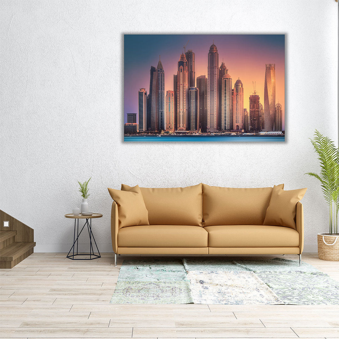 View from Palm Jumeirah in Dubai During Sunset - Canvas Print Wall Art