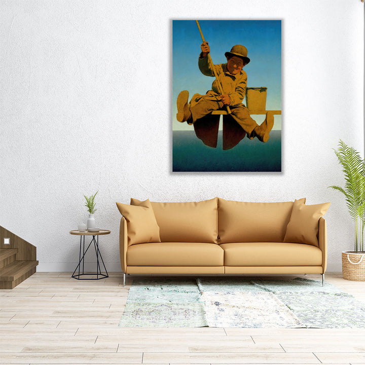 Fisherman on Pier, 1921 - Canvas Print Wall Art