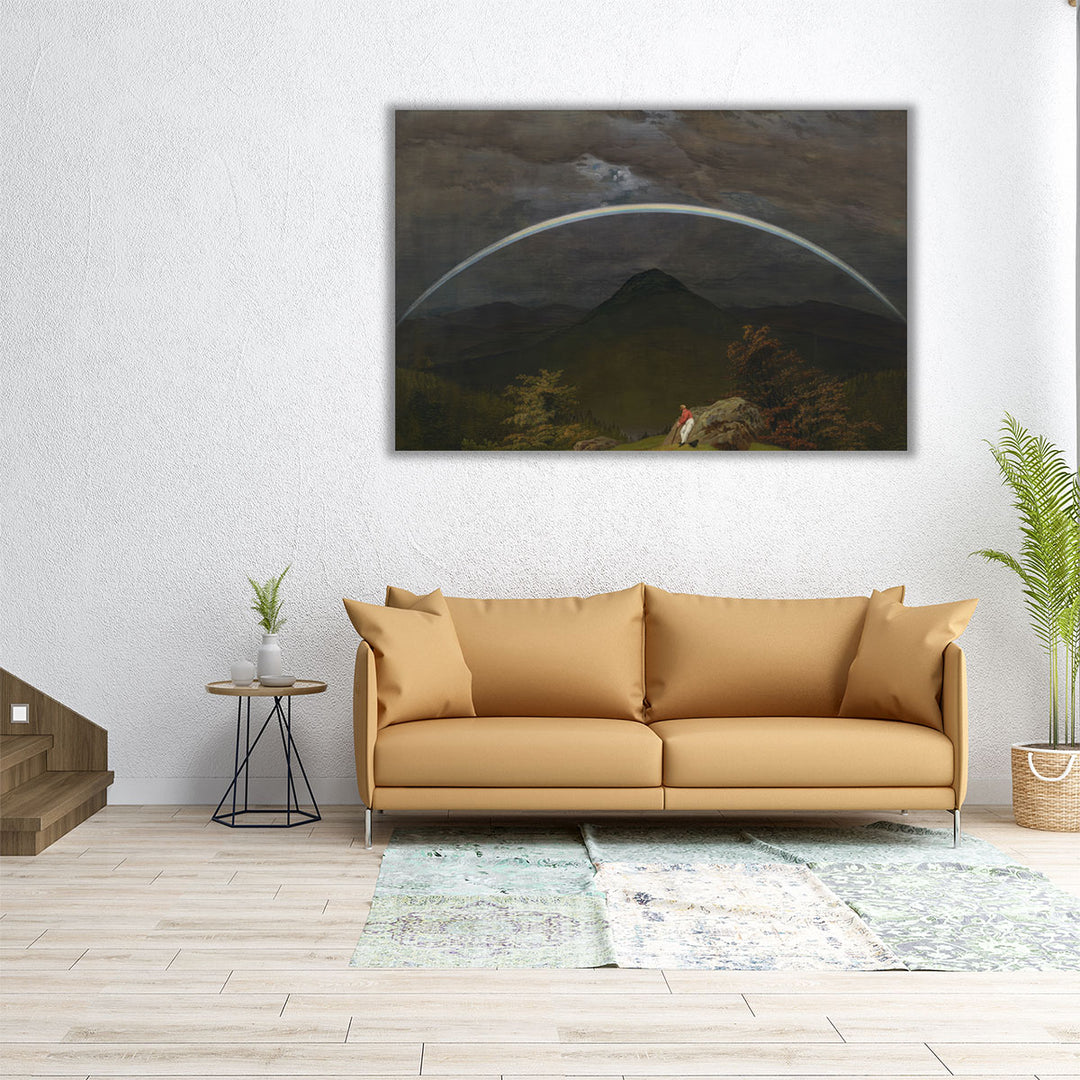 Mountain Landscape with Rainbow - Canvas Print Wall Art