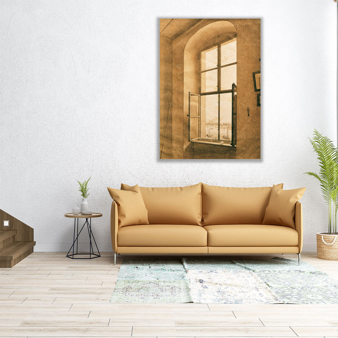 Blick aus dem Atelier des Künstlers in Dresden auf die Elbe - Canvas Print Wall Art