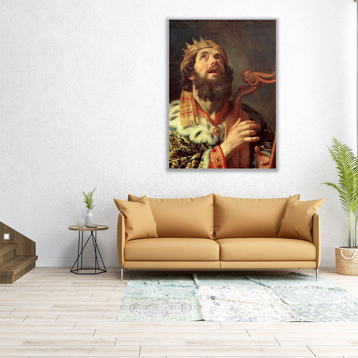 King David Playing the Harp - Canvas Print Wall Art