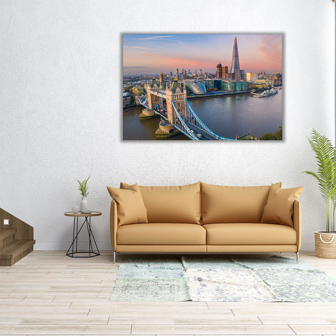 Aerial View of Tower Bridge in London - Canvas Print Wall Art