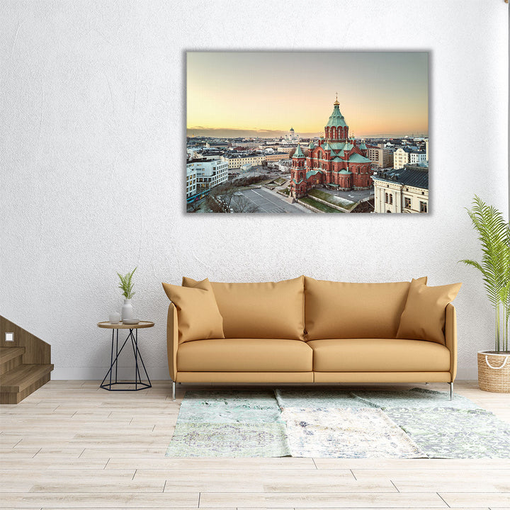 Aerial View of Uspenski Cathedral, Helsinki Finland - Canvas Print Wall Art