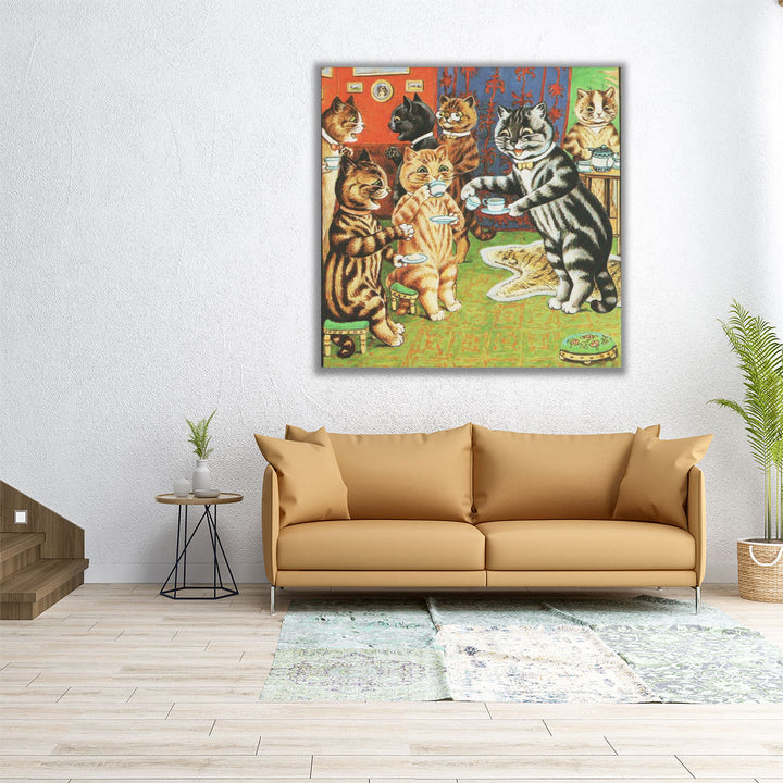 Cat's Tea Party - Canvas Print Wall Art