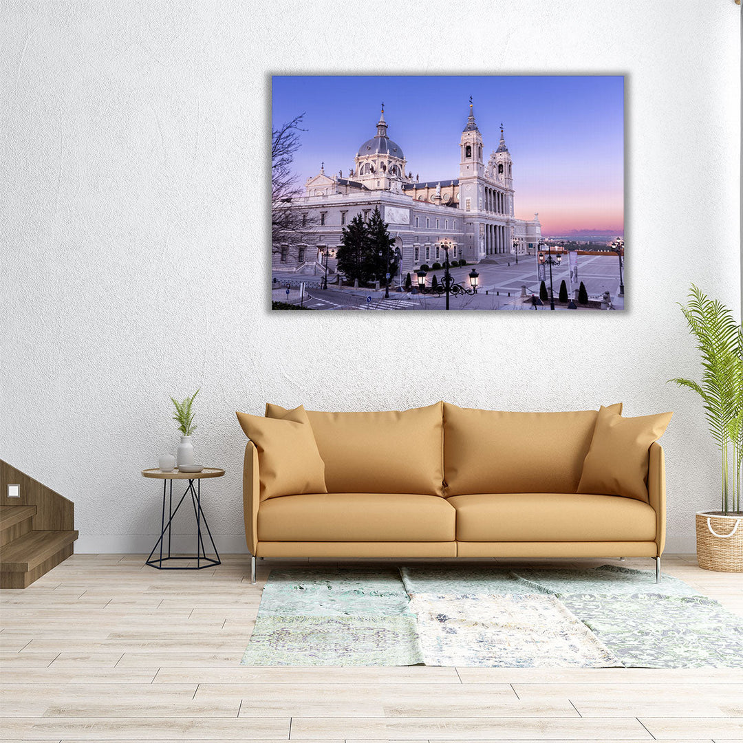 Almudena Cathedral in Madrid Spain During Sunrise - Canvas Print Wall Art