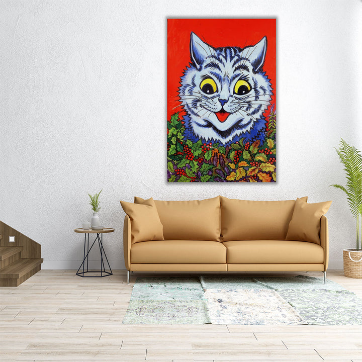 Cat in Holly - Canvas Print Wall Art