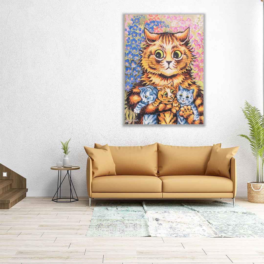 A Cat with her Kittens - Canvas Print Wall Art