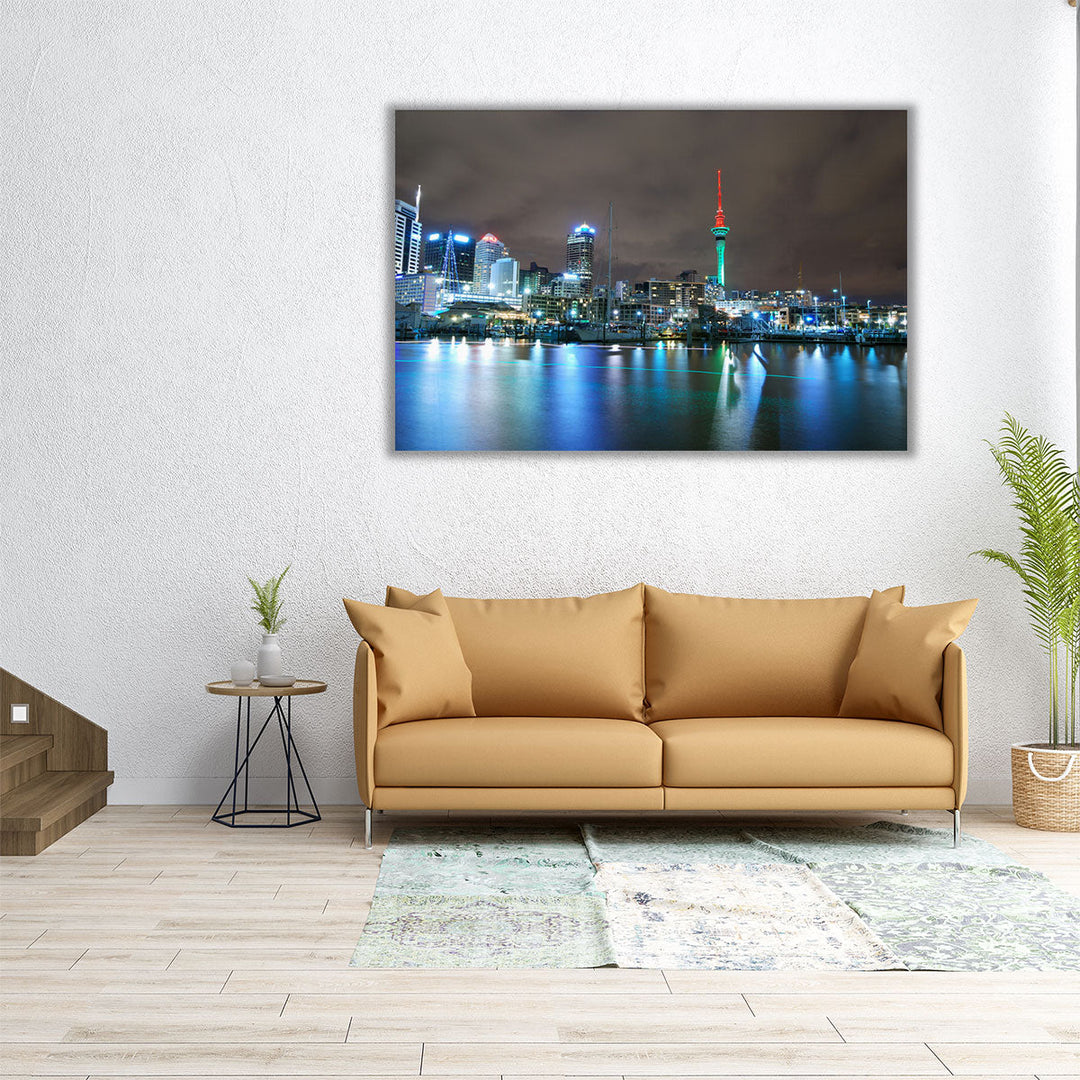 Auckland City in Australia at Night - Canvas Print Wall Art