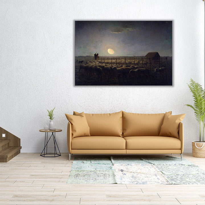 The Sheepfold, Moonlight - Canvas Print Wall Art