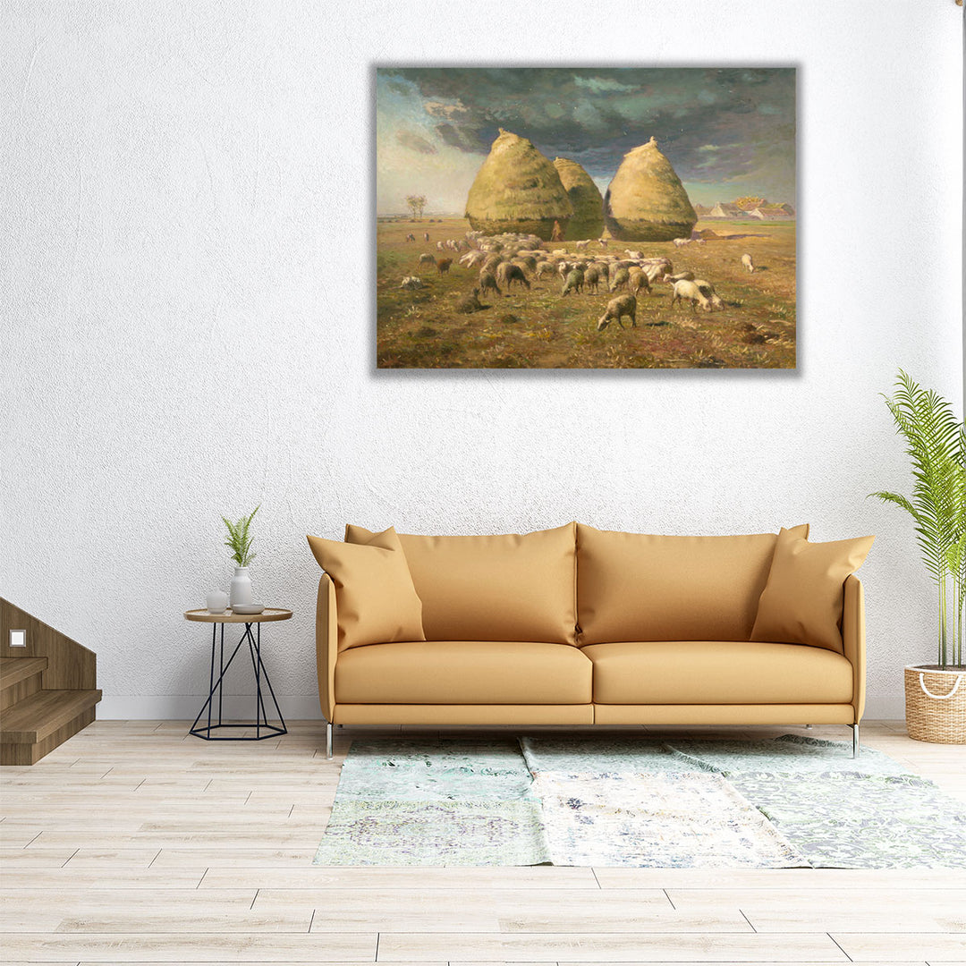 Haystacks Autumn - Canvas Print Wall Art