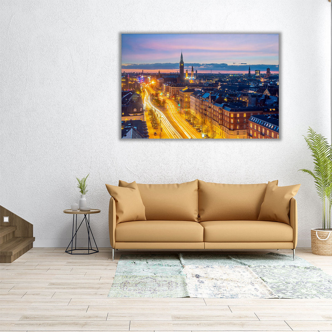 Cityscape of Downtown, Copenhagen City in Denmark - Canvas Print Wall Art