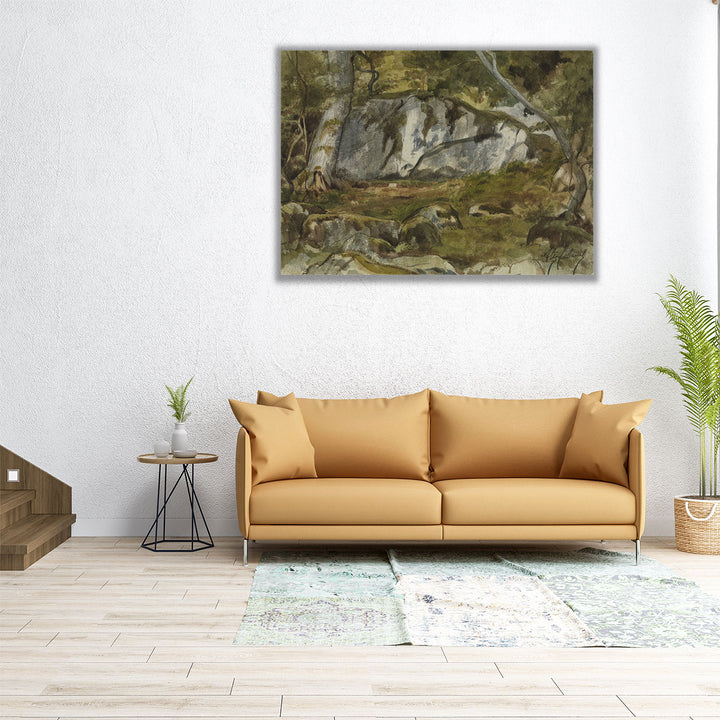 Forest with Boulders - Canvas Print Wall Art