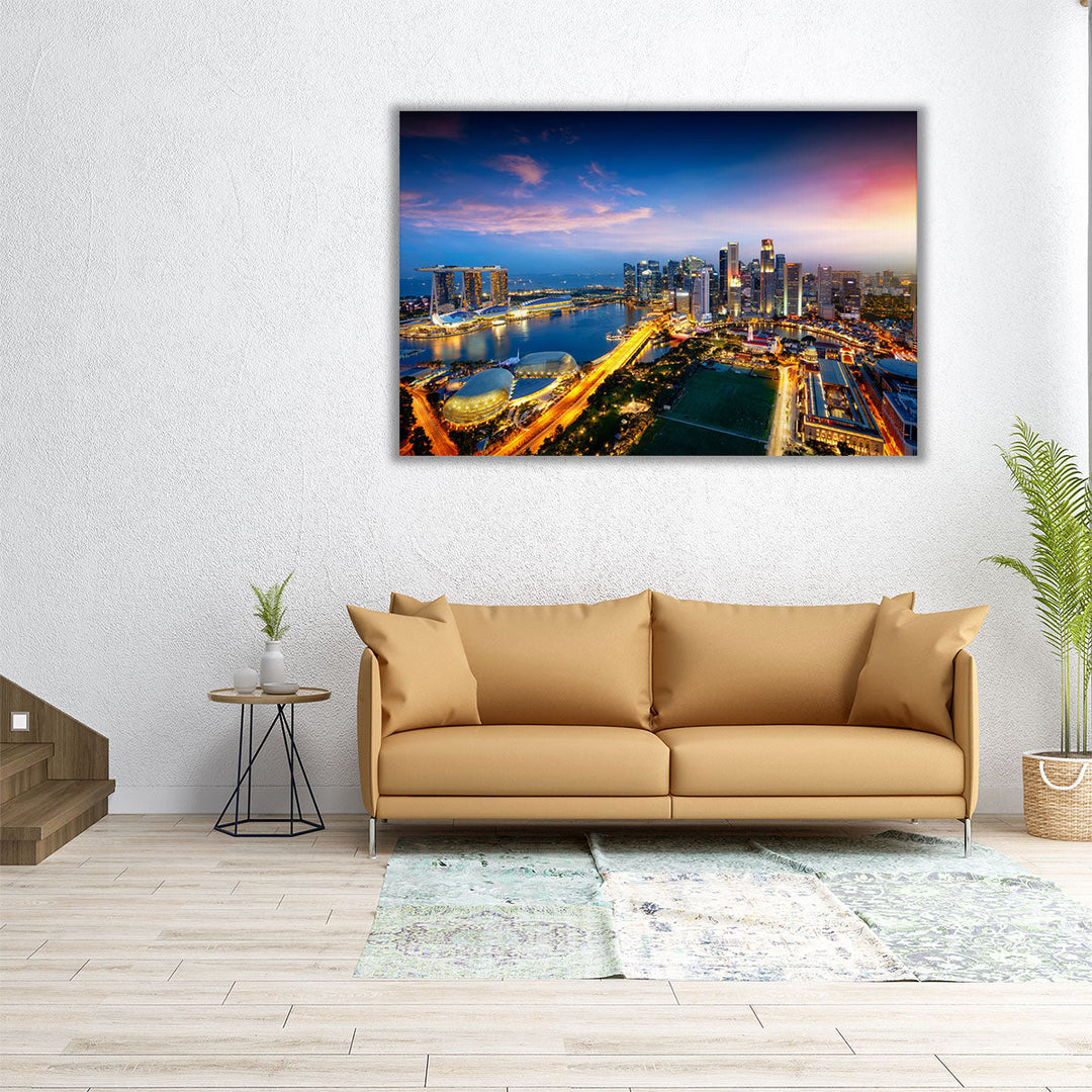 Business District, Singapore City Skyline - Canvas Print Wall Art