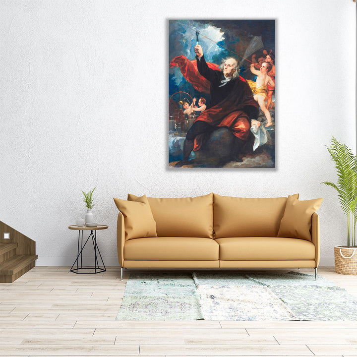 Benjamin Franklin Drawing Electricity from the Sky - Canvas Print Wall Art