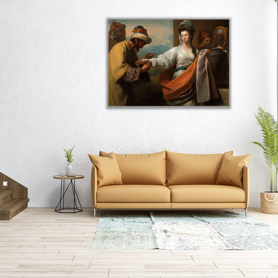 Isaac Servant Tying the Bracelet on Rebecca Arm - Canvas Print Wall Art