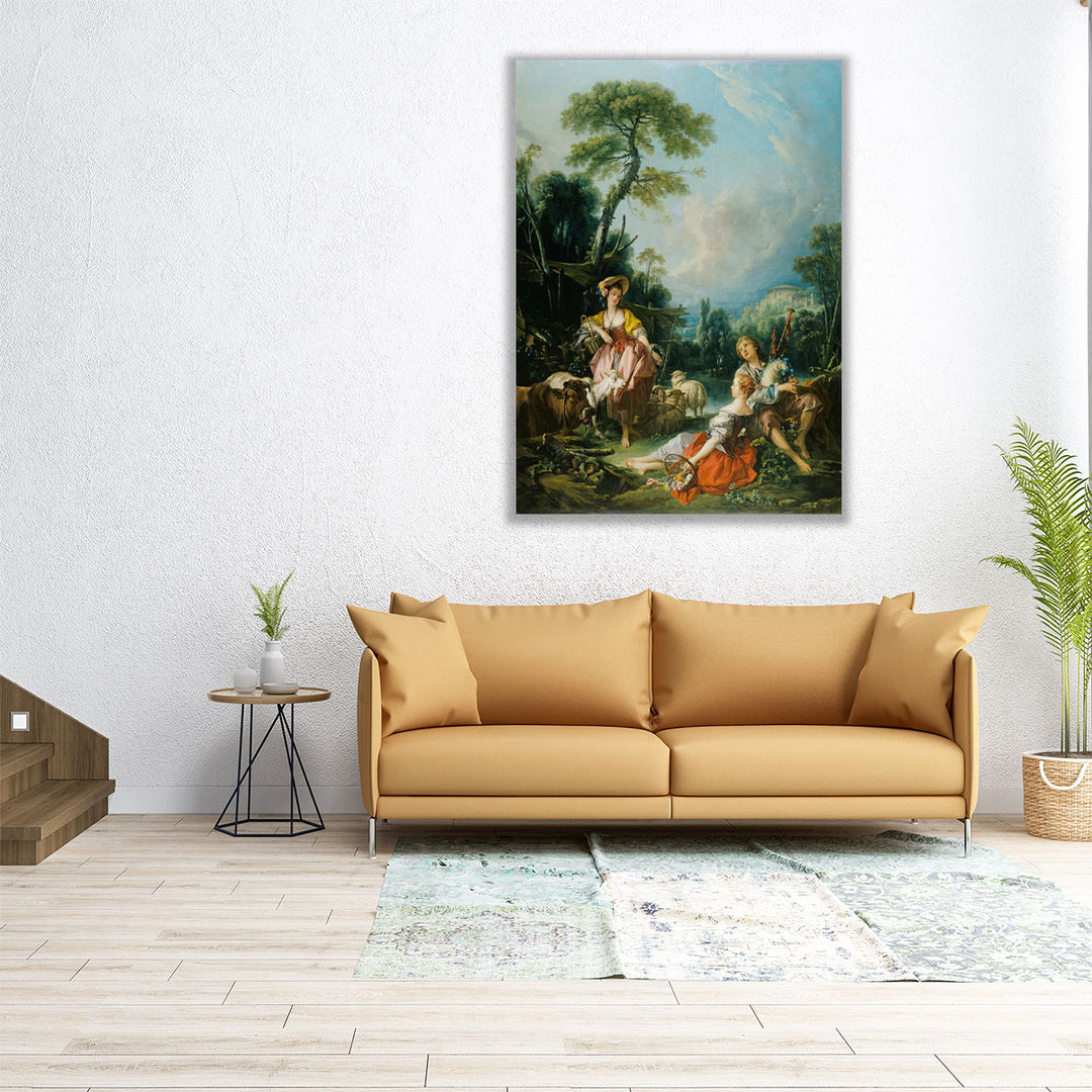 Pastoral with a Bagpipe Player, 1749 - Canvas Print Wall Art