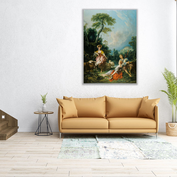 Pastoral with a Bagpipe Player, 1749 - Canvas Print Wall Art