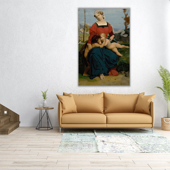 La Vierge, Lenfant Jesus Et Saint Jean, 1848 - Canvas Print Wall Art