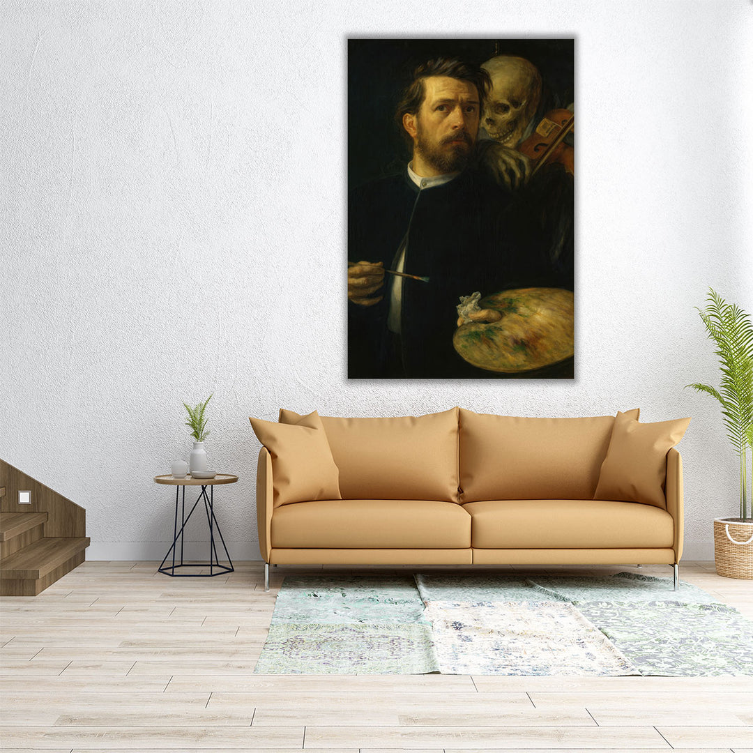 Self-Portrait with Death Playing the Fiddle - Canvas Print Wall Art