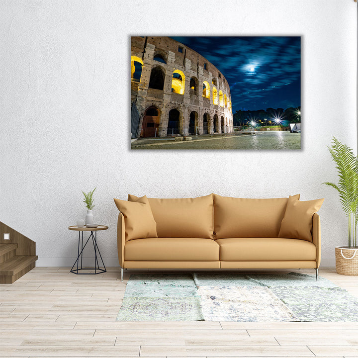 Oval Amphitheatre at Night, Rome, Italy - Canvas Print Wall Art