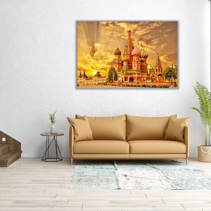 Red Square, View of St. Basil's Cathedral in Moscow, Russia - Canvas Print Wall Art