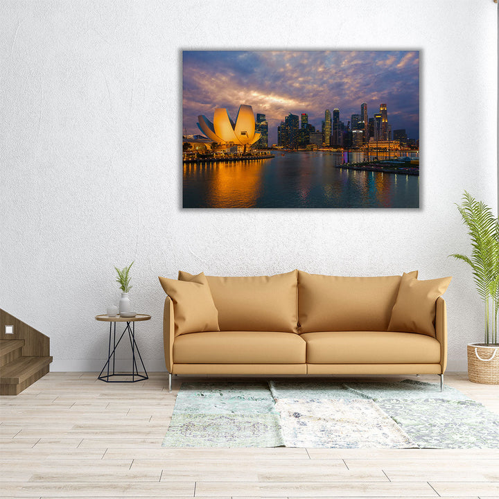 Singapore City Skyline at Sunset - Canvas Print Wall Art