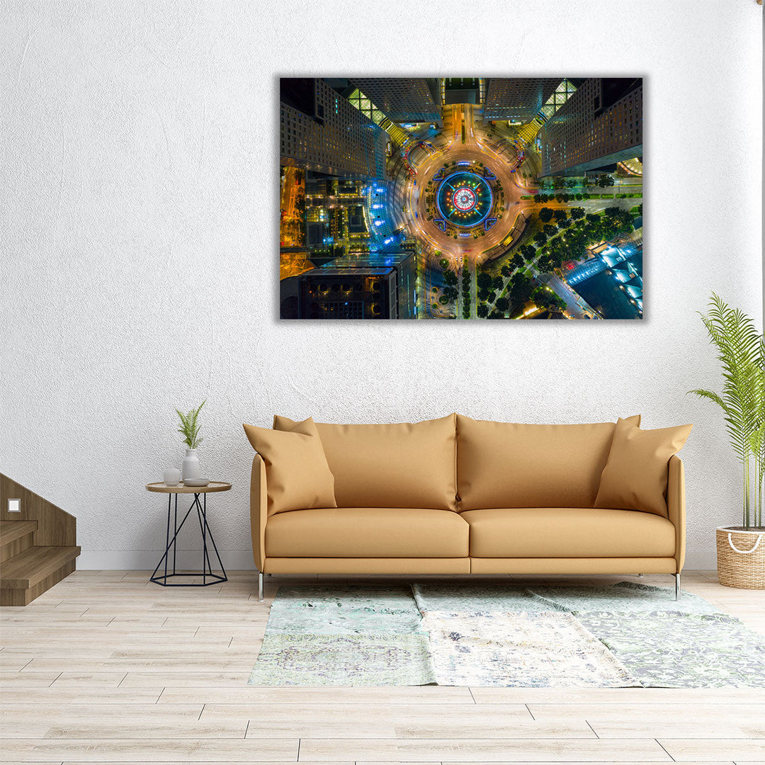 Topview of Fountain of Wealth at Suntec city, Singapore - Canvas Print Wall Art