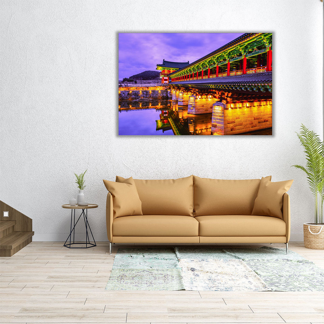 Woljeong Bridge at Night of Gyeongju City, South Korea - Canvas Print Wall Art