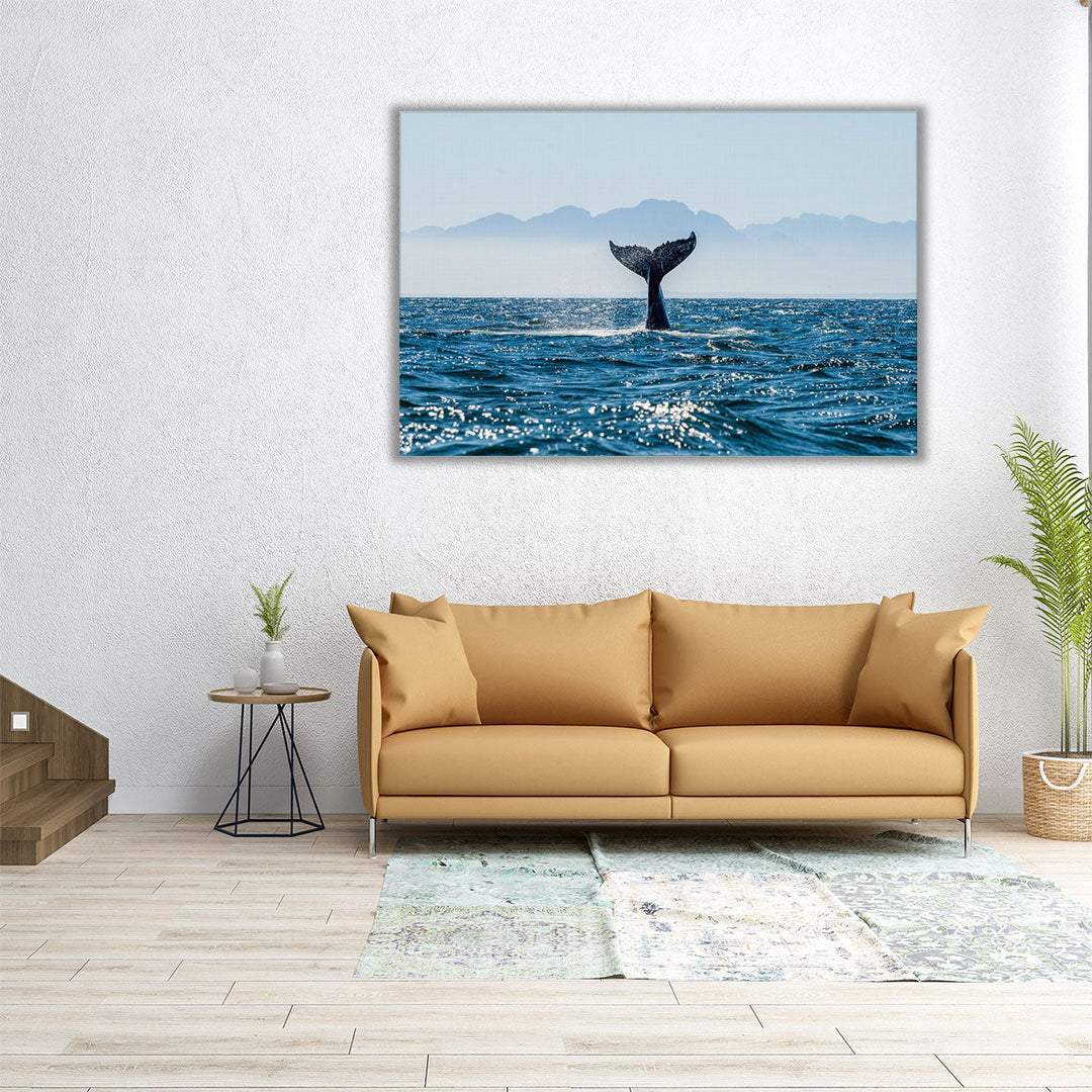 Seascape with Humpback Whale Tail - Canvas Print Wall Art