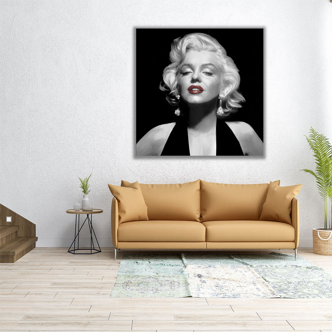 Halter Top Marilyn Red Lips - Canvas Print Wall Art