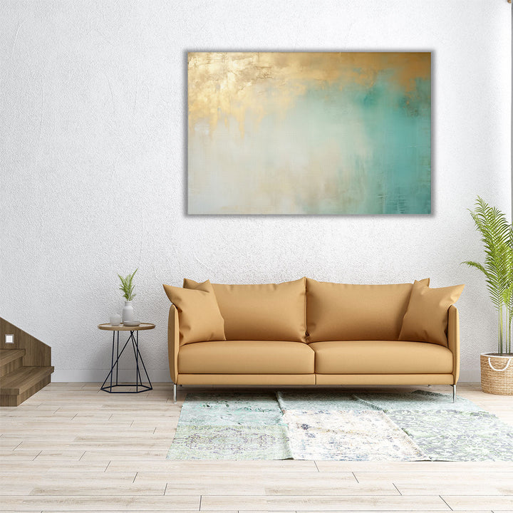 Golden Aquamarine Rhapsody - Canvas Print Wall Art