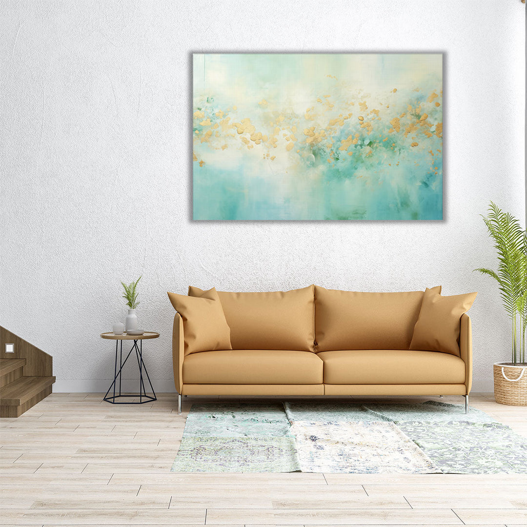 Golden Aquamarine Rhapsody 2 - Canvas Print Wall Art