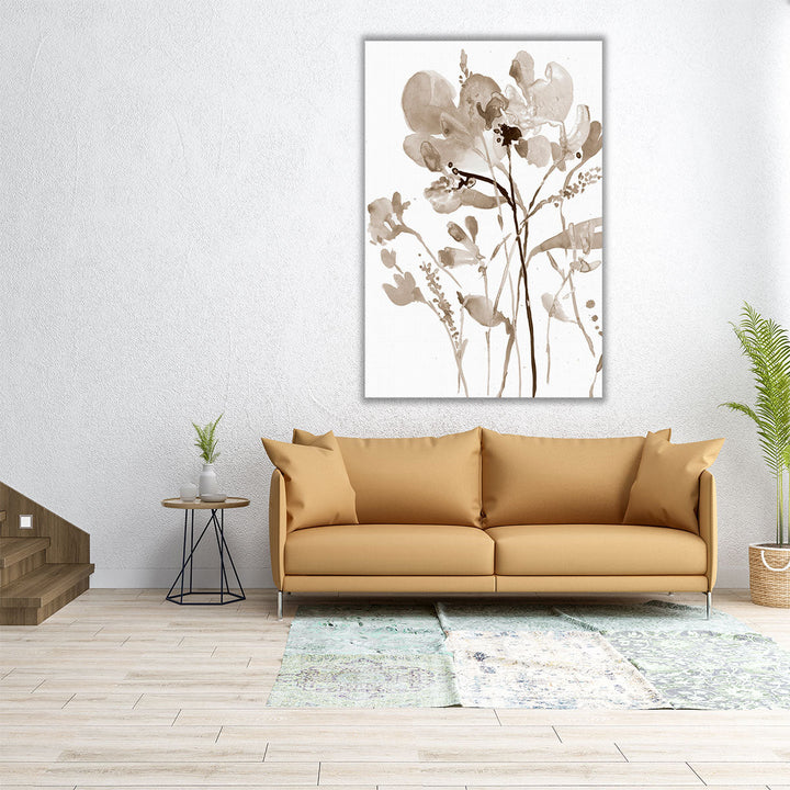 Neutral Floral Overlay I - Canvas Print Wall Art