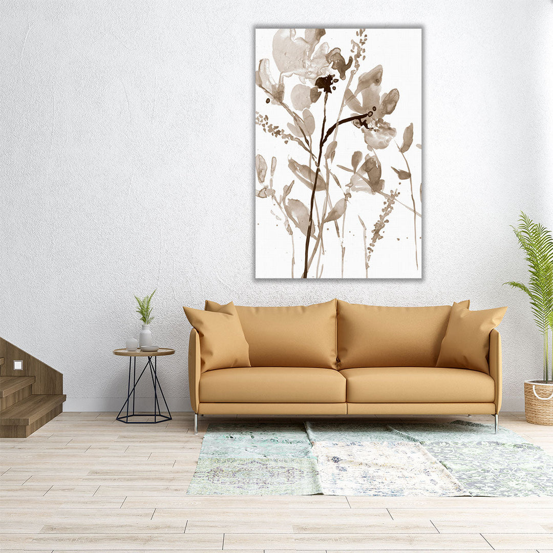 Neutral Floral Overlay II - Canvas Print Wall Art